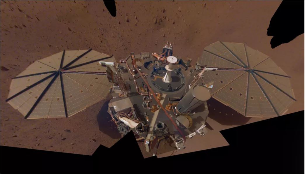 The NASA Mars lander enters safe mode during a severe dust storm.