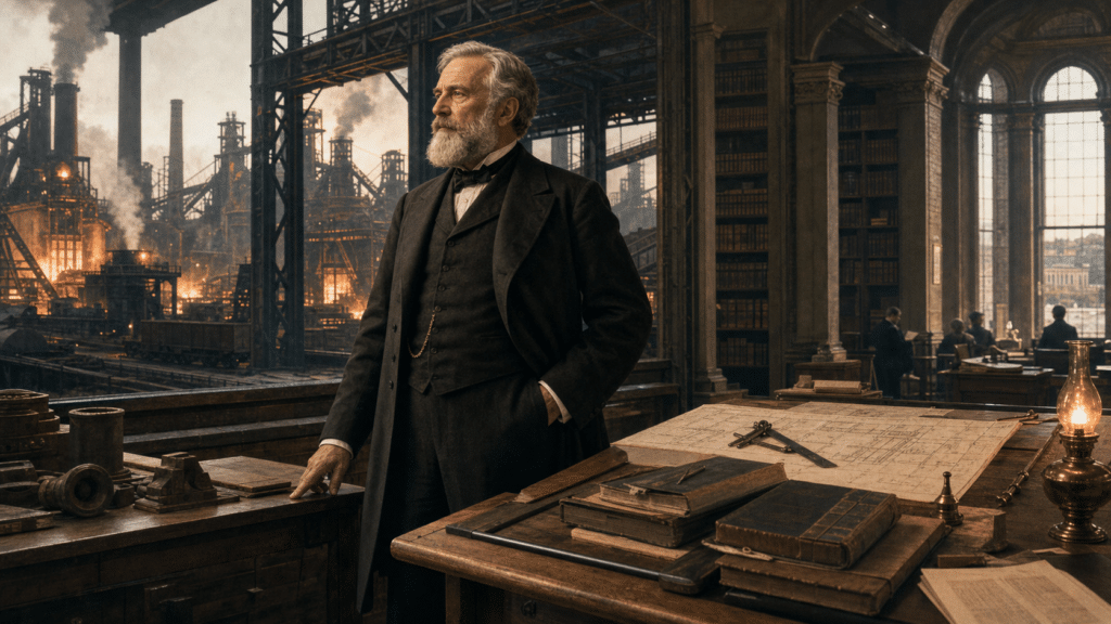 Hero visual representing Andrew Carnegie: Business Lessons From a Complicated Industrialist, focused on Andrew Carnegie business lessons