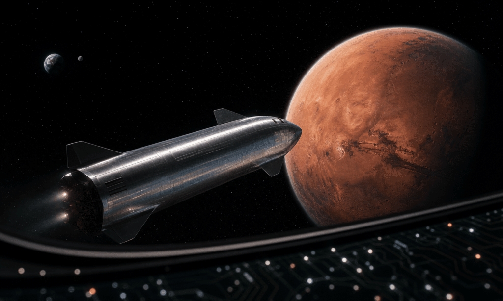 Hero visual representing Chun Wang to Command SpaceX’s Planned Private Mars Flyby, focused on Chun Wang SpaceX Mars mission