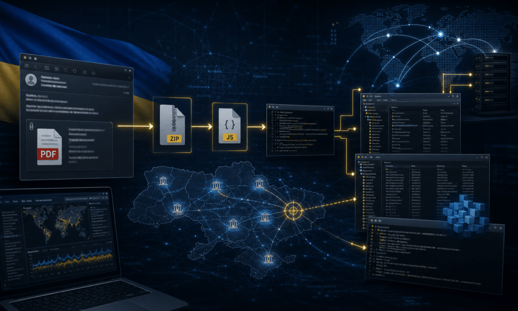 Hero visual representing Ghostwriter Phishing Campaign Uses Prometheus Lures Against Ukrainian Agencies, focused on Ghostwriter Prometheus phishing