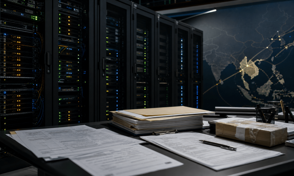 Hero visual representing US Reportedly Examines Whether Nvidia AI Servers Reached Alibaba Through Thailand, focused on Nvidia chip smuggling Thailand