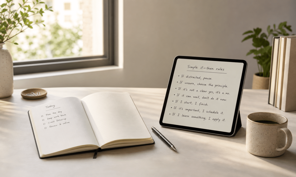 Review hero visual for Simple Rules Review: A Practical System for Living on Principle, focused on simple rules for life