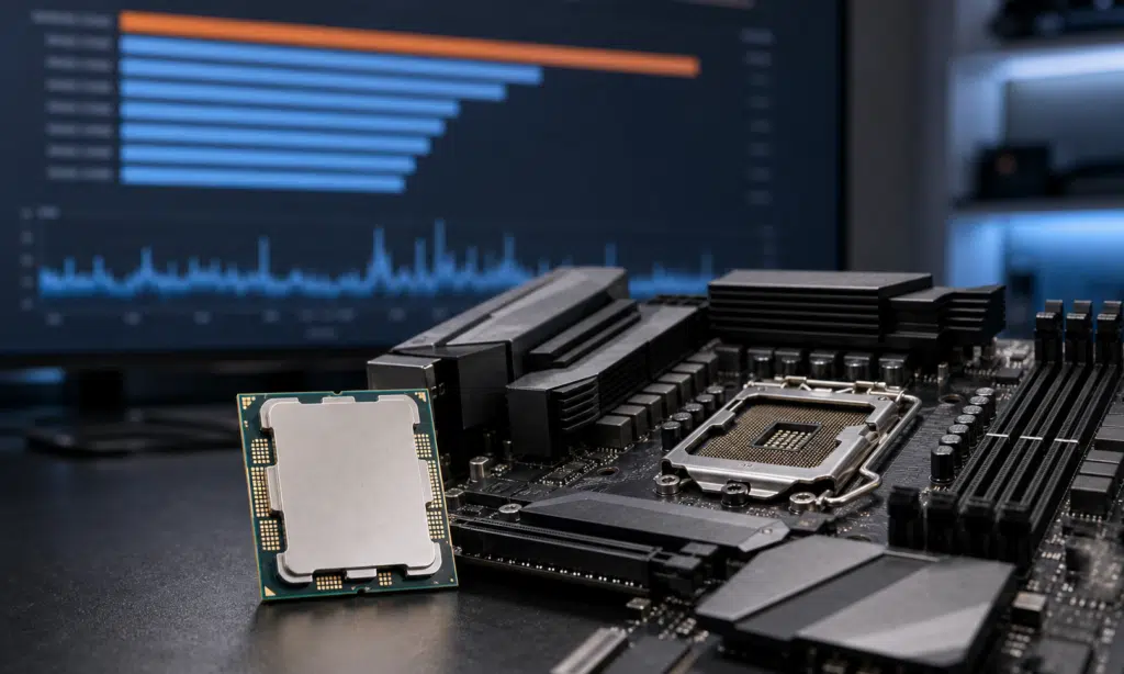 Hero visual representing Star Citizen CPU Benchmark Shows Ryzen 9 9950X3D2 on Top, but Stutter Still Matters