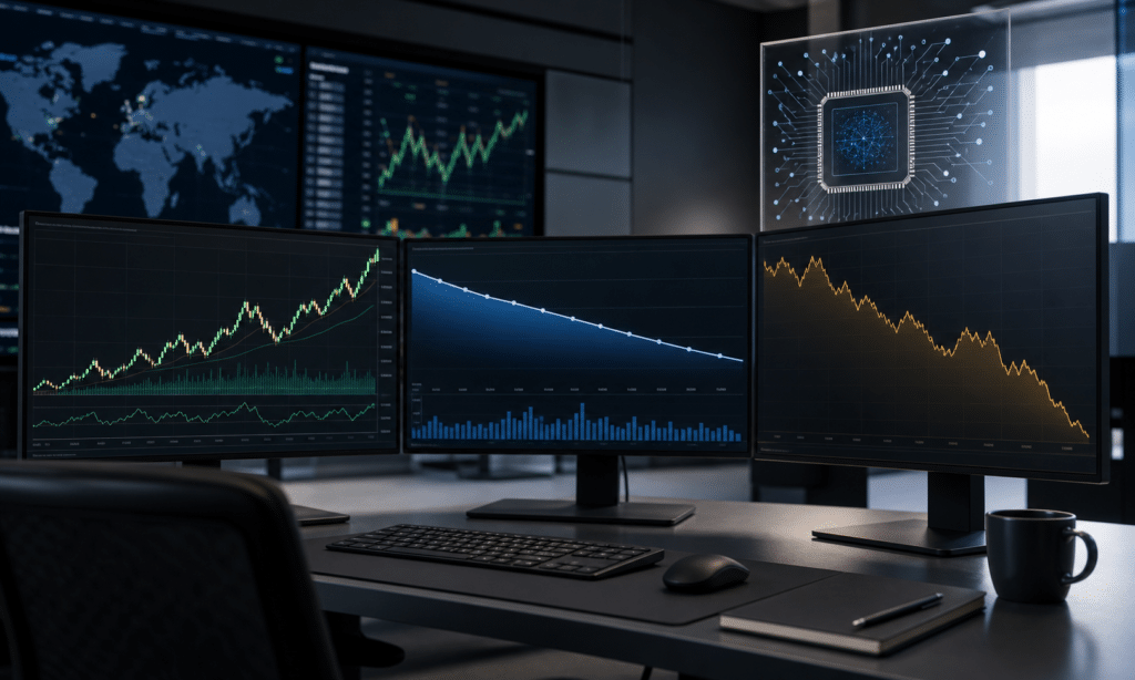 Hero visual representing Stocks Rebound as Oil and Yields Ease, With Nvidia Earnings in Focus