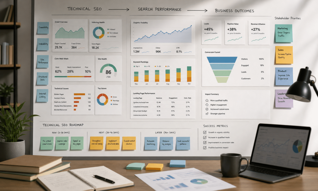 Hero visual representing How to Build Buy-In for Technical SEO Work, focused on technical SEO buy-in