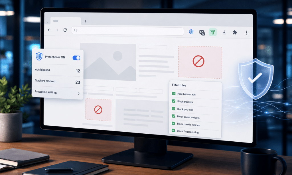 Hero visual representing Chrome’s Manifest V3 shift could make ad blocking more complicated, focused on Chrome Manifest V3 ad blockers