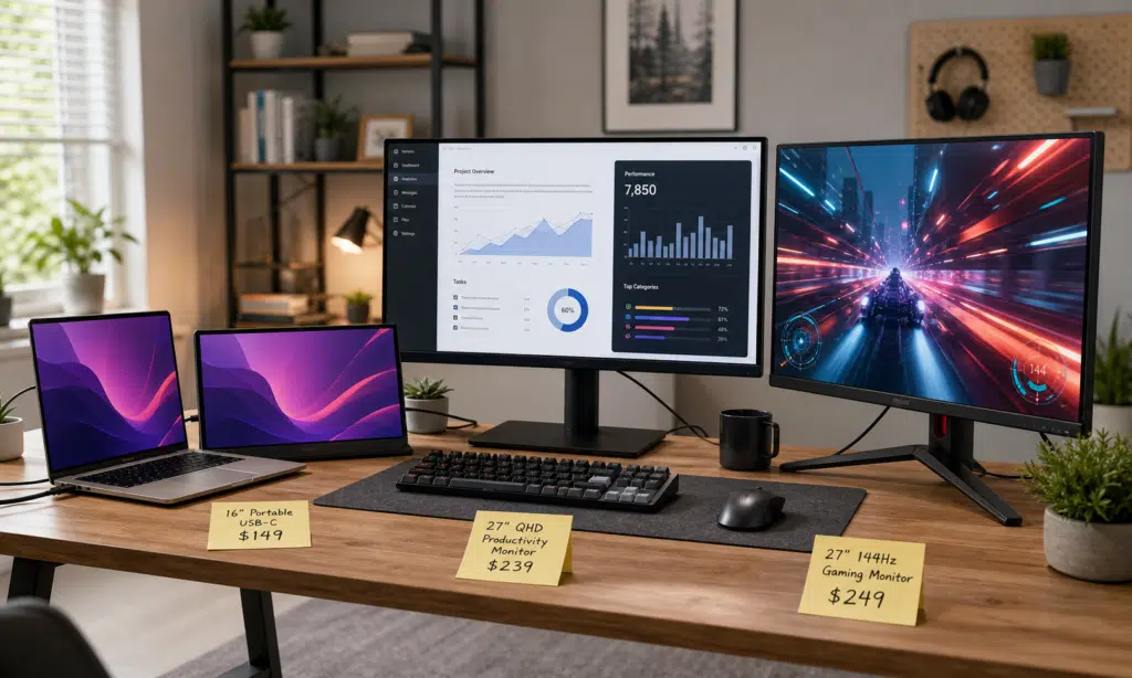 Hero visual representing Prime Day Gaming Monitor Deals: The Specs That Matter Before You Buy