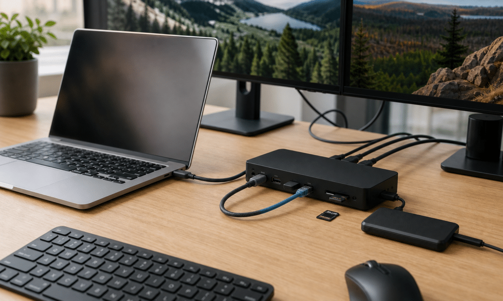 Hero visual representing The Thunderbolt and USB-C Dock Features That Matter in 2026, focused on Thunderbolt and USB-C docks