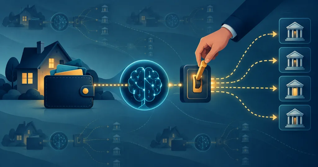 Hero visual representing Apollo warns AI rate shopping could trigger a bank run, focused on agentic bank run