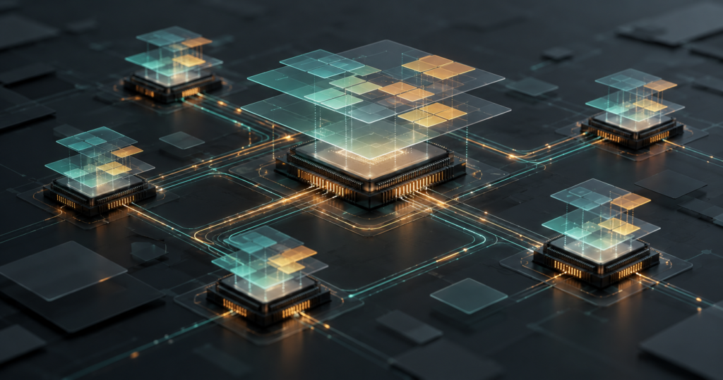 Hero visual representing DeepSeek and Huawei: the software case for Ascend, focused on Huawei Ascend software