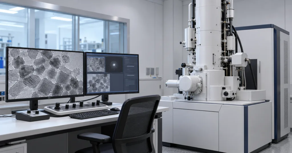 Hero visual representing CIQTEK says TEM-F200 electron microscope is ready for production, focused on CIQTEK TEM-F200