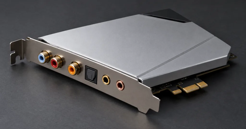 Hero visual representing Creative Sound Blaster AE-X pairs stereo outputs with virtual 7.1